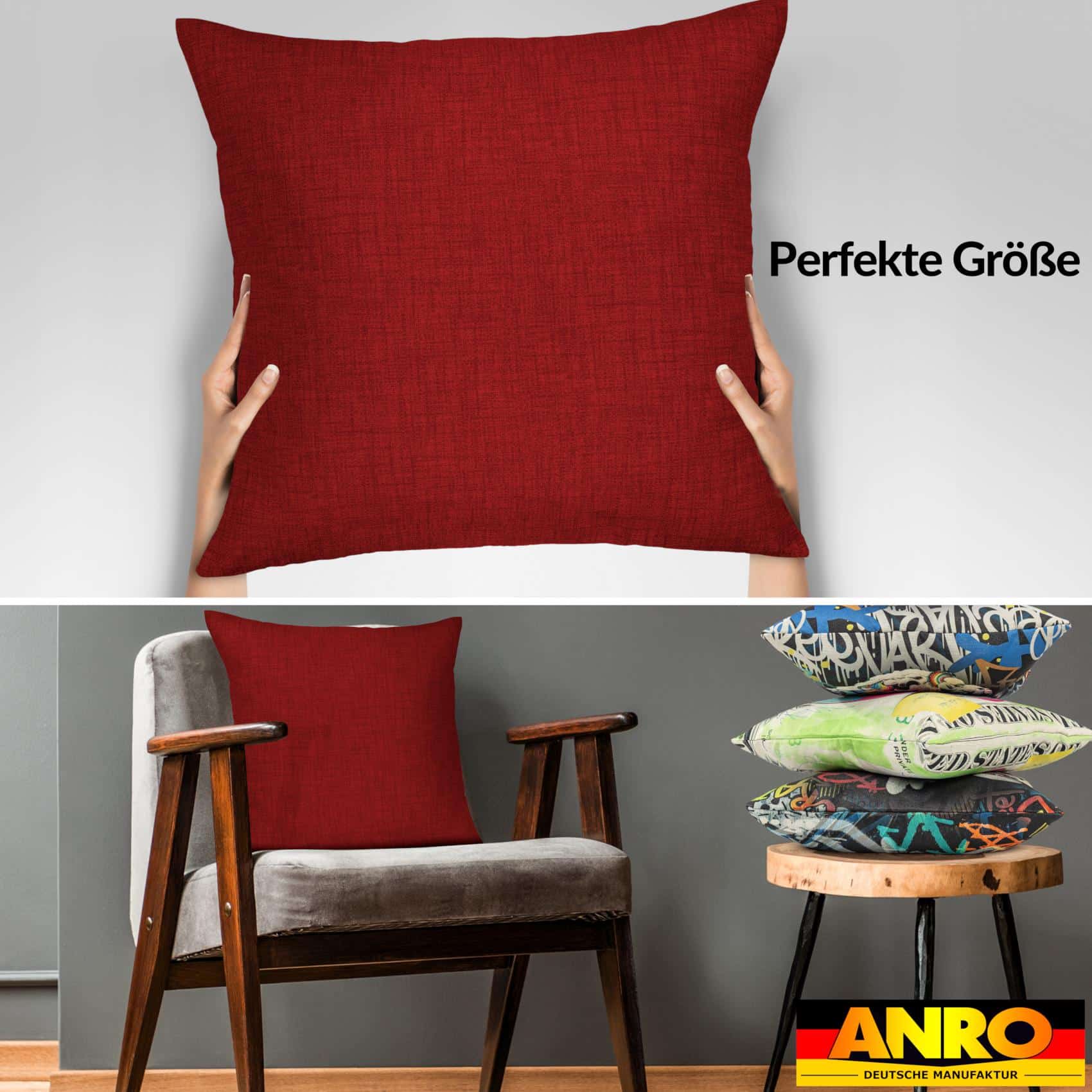 RG0620-16_40 Dekokissen Kissenbezüge Kissenhülle Sofakissen Zierkissen mit / ohne, 40 × 40 cm ohne Füllung, Rot – Ansicht 16