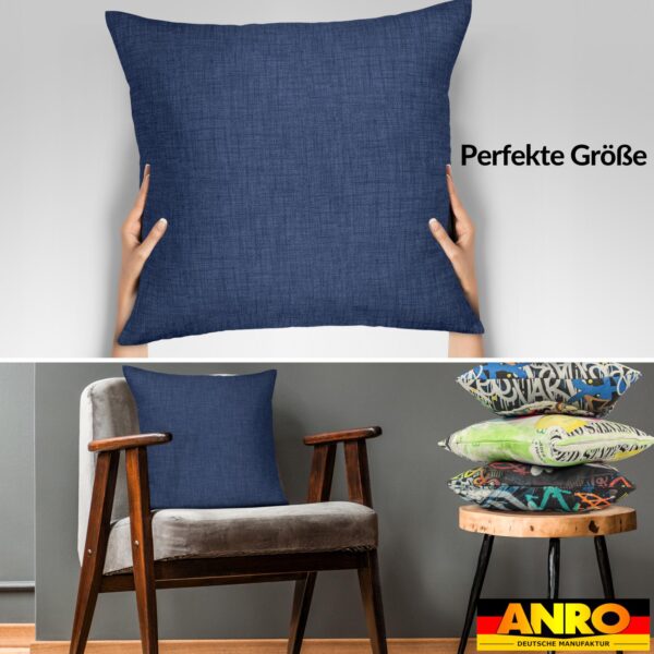 Dekokissen Kissenbezüge Kissenhülle Sofakissen Zierkissen mit / ohne Füllkissen Leinenoptik 4 Größen – Jeansblau, 40x40cm ohne Füllung