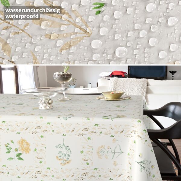 Wachstischdecke Wachstuch Tischdecke Wachstuch Meterware Tischdecke abwaschbar Gartentischdecke Blumenkaro Beige – 90x130cm, Schnittkante