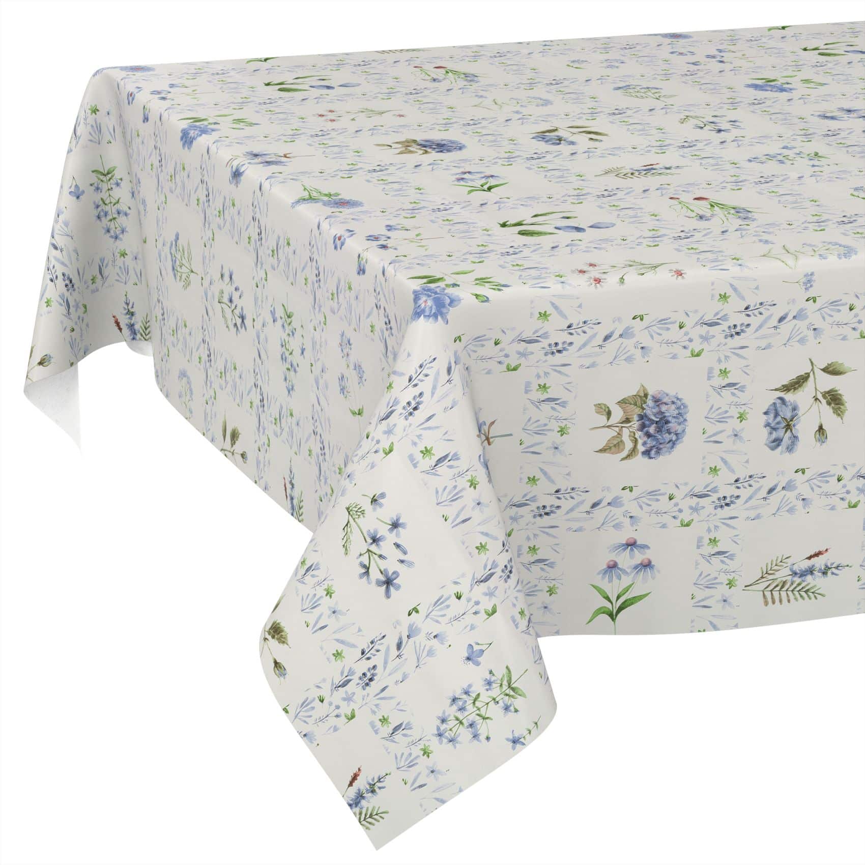 E48320E_SQ_11 Wachstischdecke Wachstuch Tischdecke Wachstuch Meterware Tischdecke abwaschbar Gartentischdecke Blumenkaro Blau – 90x130cm, Schnittkante