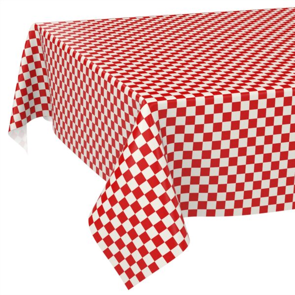 Wachstischdecke Wachstuch Tischdecke Wachstuch Meterware Tischdecke abwaschbar Gartentischdecke Karo Rot – 90x130cm, Schnittkante