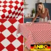 Wachstischdecke Wachstuch Tischdecke Wachstuch Meterware Tischdecke abwaschbar Gartentischdecke Karo Rot – 90x130cm, Schnittkante