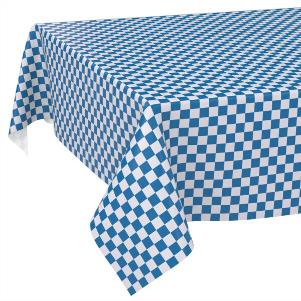 Wachstischdecke Wachstuch Tischdecke Wachstuch Meterware Tischdecke abwaschbar Gartentischdecke Karo Blau – 100x140cm, Schnittkante