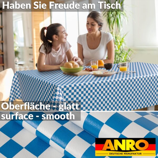 Wachstischdecke Wachstuch Tischdecke Wachstuch Meterware Tischdecke abwaschbar Gartentischdecke Karo Blau – 100x140cm, Schnittkante