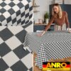 Wachstischdecke Wachstuch Tischdecke Wachstuch Meterware Tischdecke abwaschbar Gartentischdecke Karo Grau – 90x130cm, Schnittkante