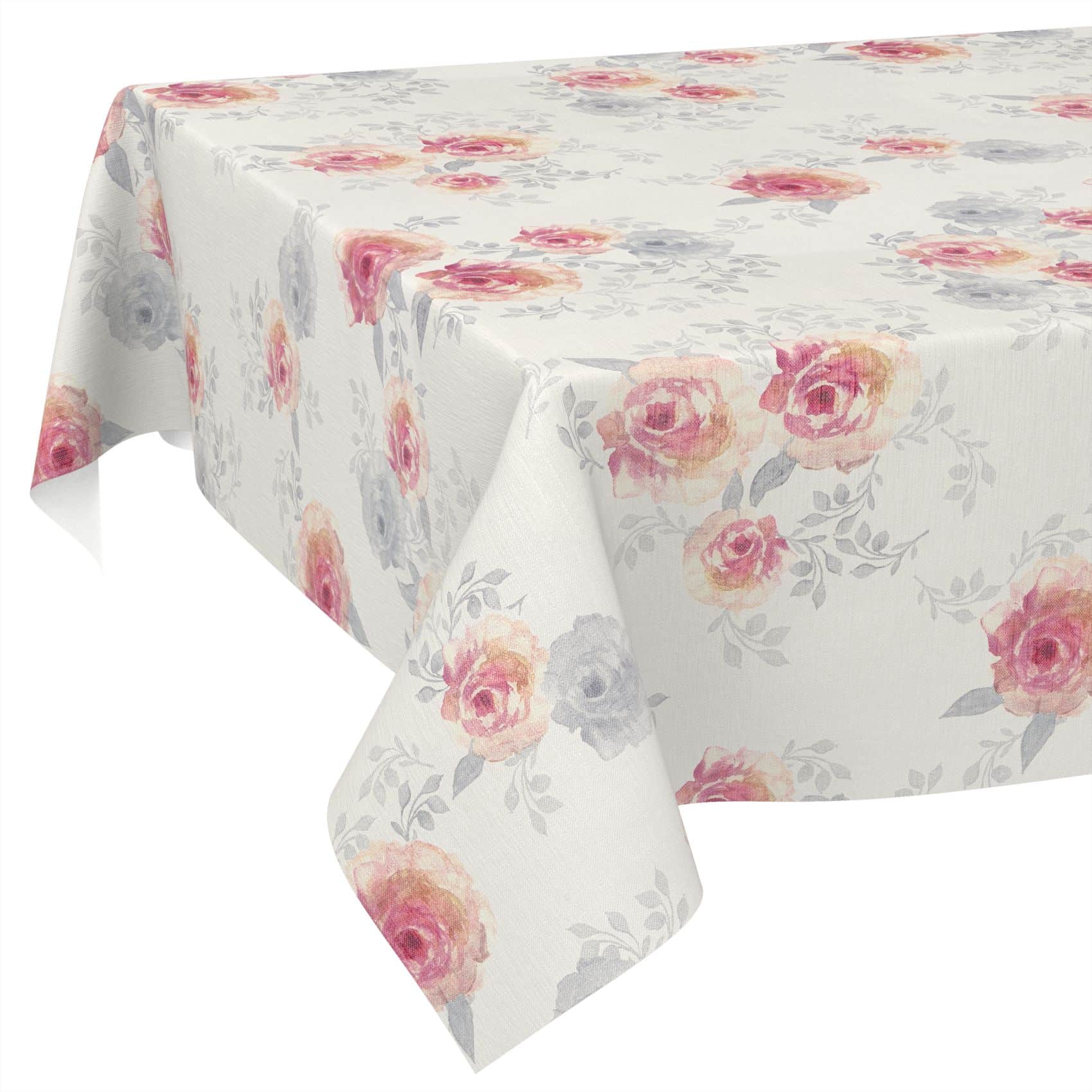 Wachstischdecke Wachstuch Tischdecke Wachstuch Meterware Tischdecke abwaschbar Gartentischdecke Rosen – 90x130cm, Schnittkante