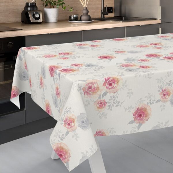 Wachstischdecke Wachstuch Tischdecke Wachstuch Meterware Tischdecke abwaschbar Gartentischdecke Rosen – 100x140cm, Schnittkante
