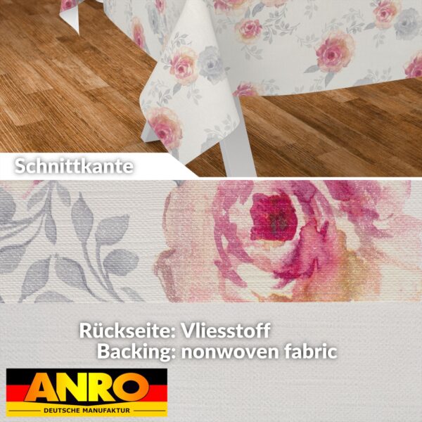 Wachstischdecke Wachstuch Tischdecke Wachstuch Meterware Tischdecke abwaschbar Gartentischdecke Rosen – 100x140cm, Schnittkante