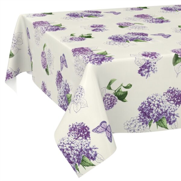 Wachstischdecke Wachstuch Tischdecke Wachstuch Meterware Tischdecke abwaschbar Gartentischdecke Flieder Blume – 90x130cm, Schnittkante