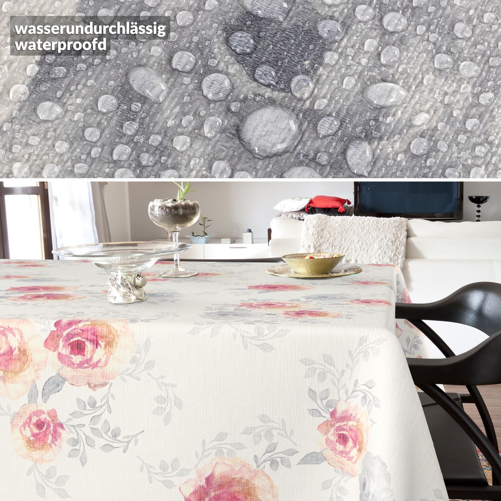 E4811RE_SQ_40 Wachstischdecke Wachstuch Tischdecke Wachstuch Meterware Tischdecke abwaschbar Gartentischdecke Rosen