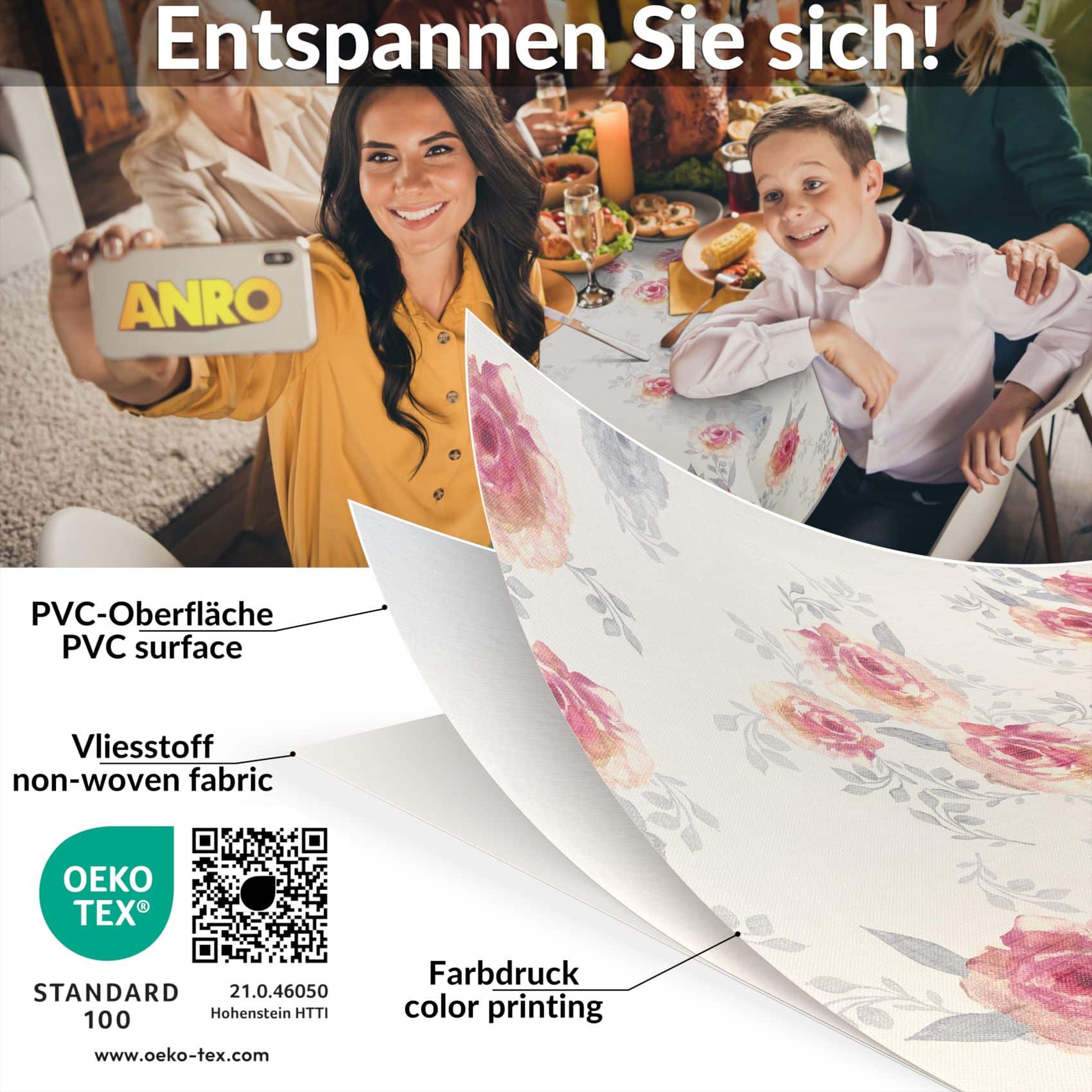 E4811RE_80 Wachstischdecke Wachstuch Tischdecke Wachstuch Meterware Tischdecke abwaschbar Gartentischdecke Rosen