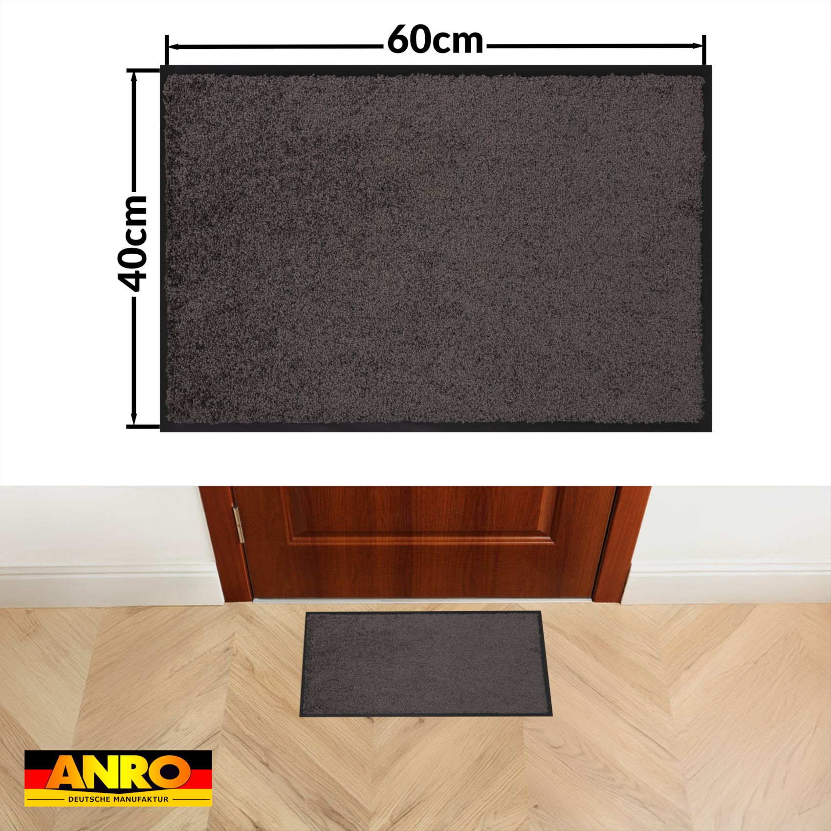 VQU-040-060-ANTR_20 Schmutzfangmatte Fussmatte QUEEN Sauberlaufmatte Schmutzmatte mit Gummirand für innen & außen 5 Größen Anthrazit – 40 x 60 cm