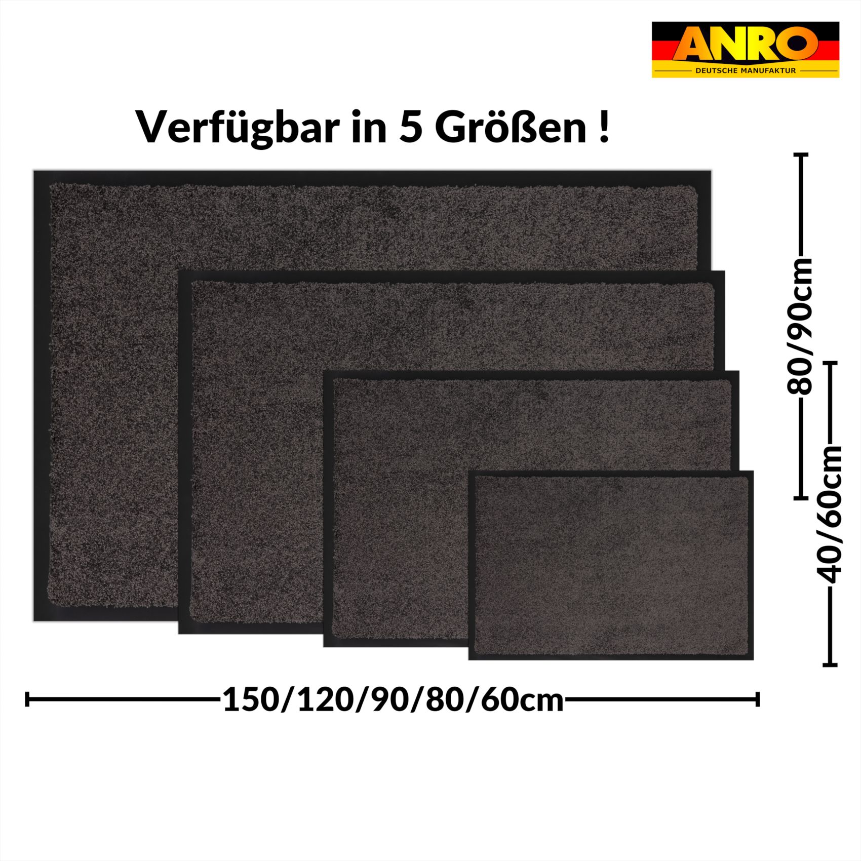 VQU-SMA-ANTR_71 Schmutzfangmatte Fussmatte QUEEN Sauberlaufmatte Schmutzmatte mit Gummirand für innen & außen 5 Größen Anthrazit – 40 x 60 cm