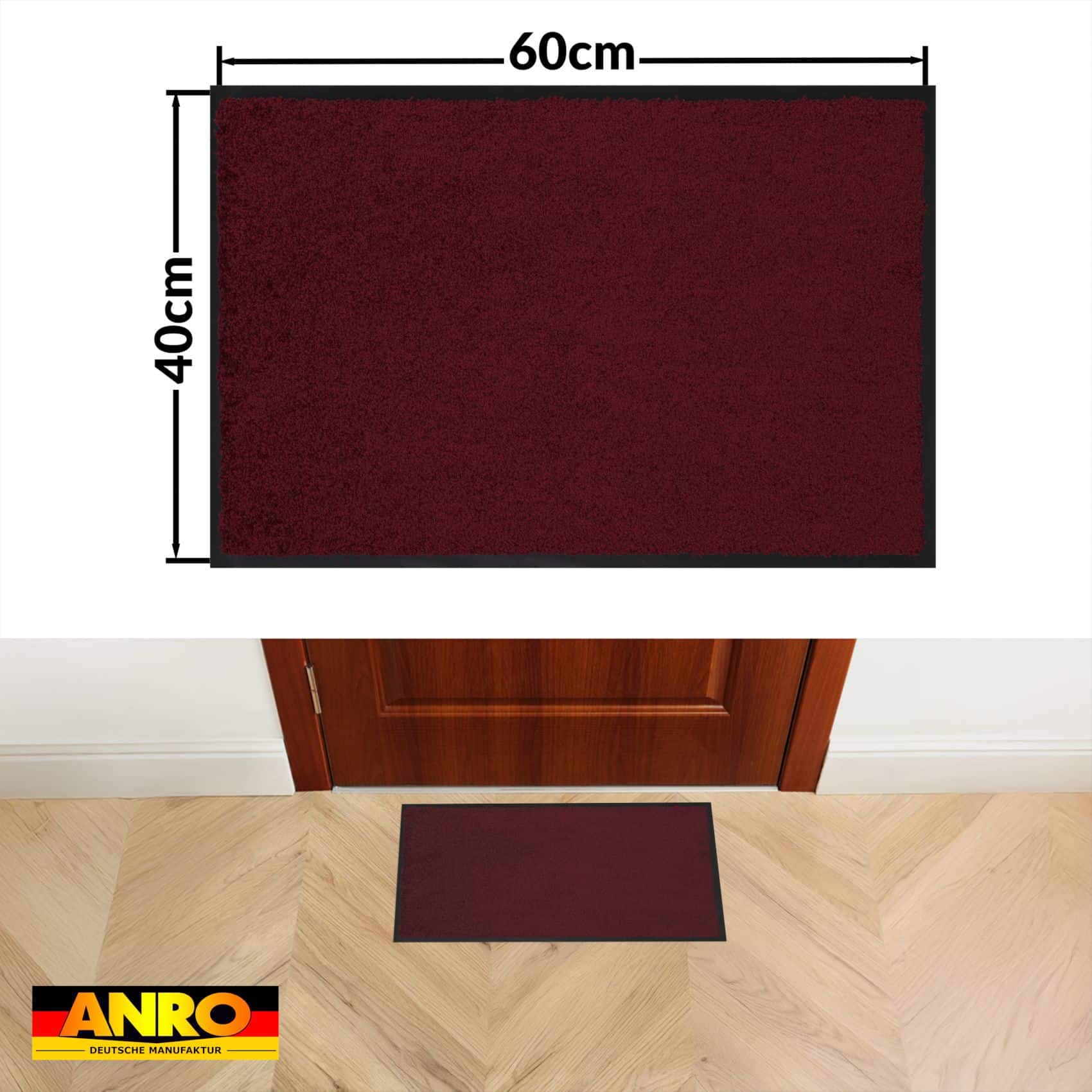 Schmutzfangmatte Fussmatte QUEEN Sauberlaufmatte Schmutzmatte mit Gummirand für innen & außen 5 Größen Bordeaux – 40 x 60 cm