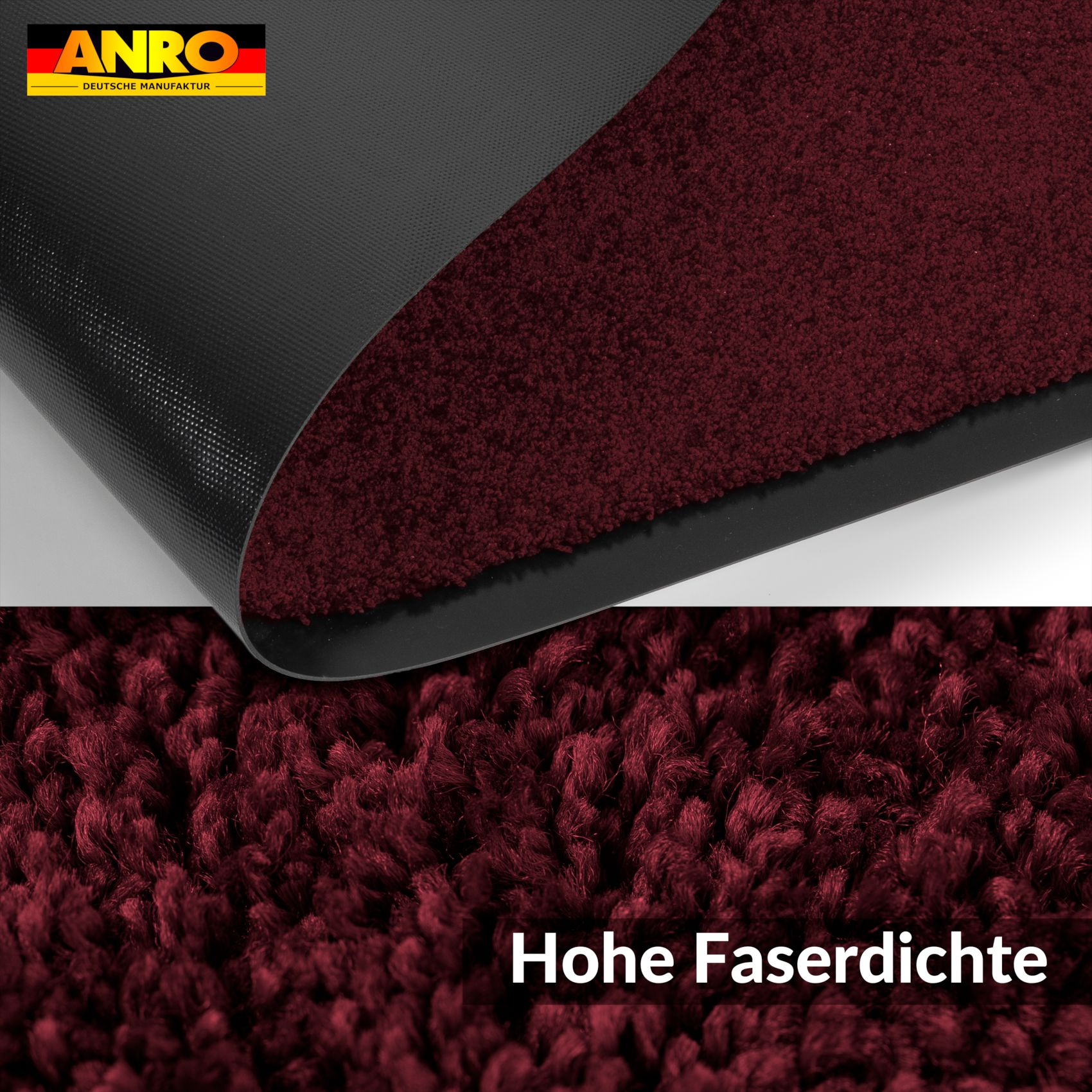 Schmutzfangmatte Fussmatte QUEEN Sauberlaufmatte Schmutzmatte mit Gummirand für innen & außen 5 Größen Bordeaux – 40 x 60 cm