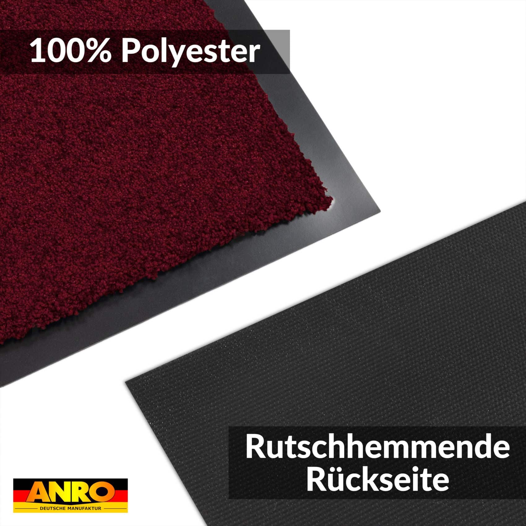Schmutzfangmatte Fussmatte QUEEN Sauberlaufmatte Schmutzmatte mit Gummirand für innen & außen 5 Größen Bordeaux – 40 x 60 cm