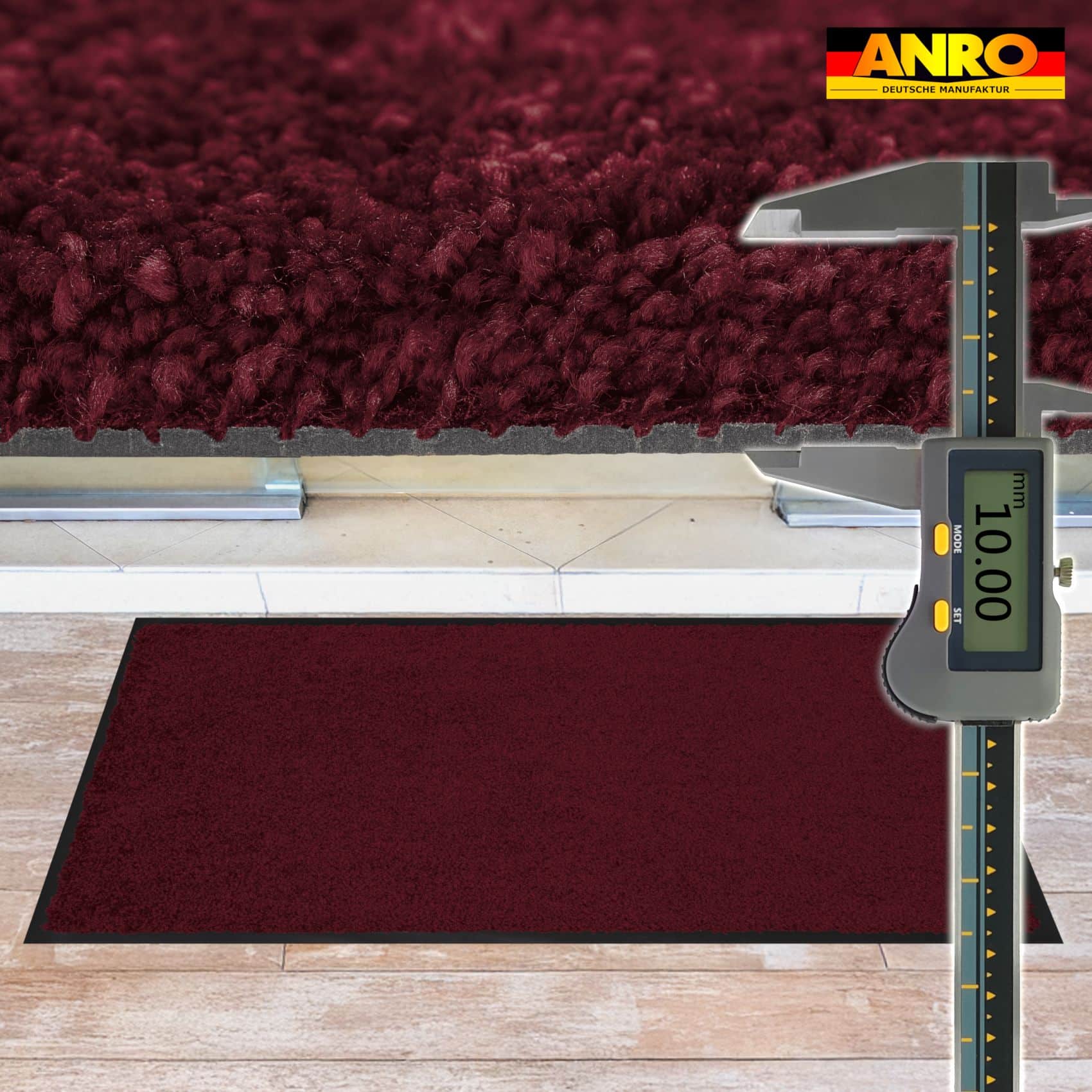 Schmutzfangmatte Fussmatte QUEEN Sauberlaufmatte Schmutzmatte mit Gummirand für innen & außen 5 Größen Bordeaux – 40 x 60 cm