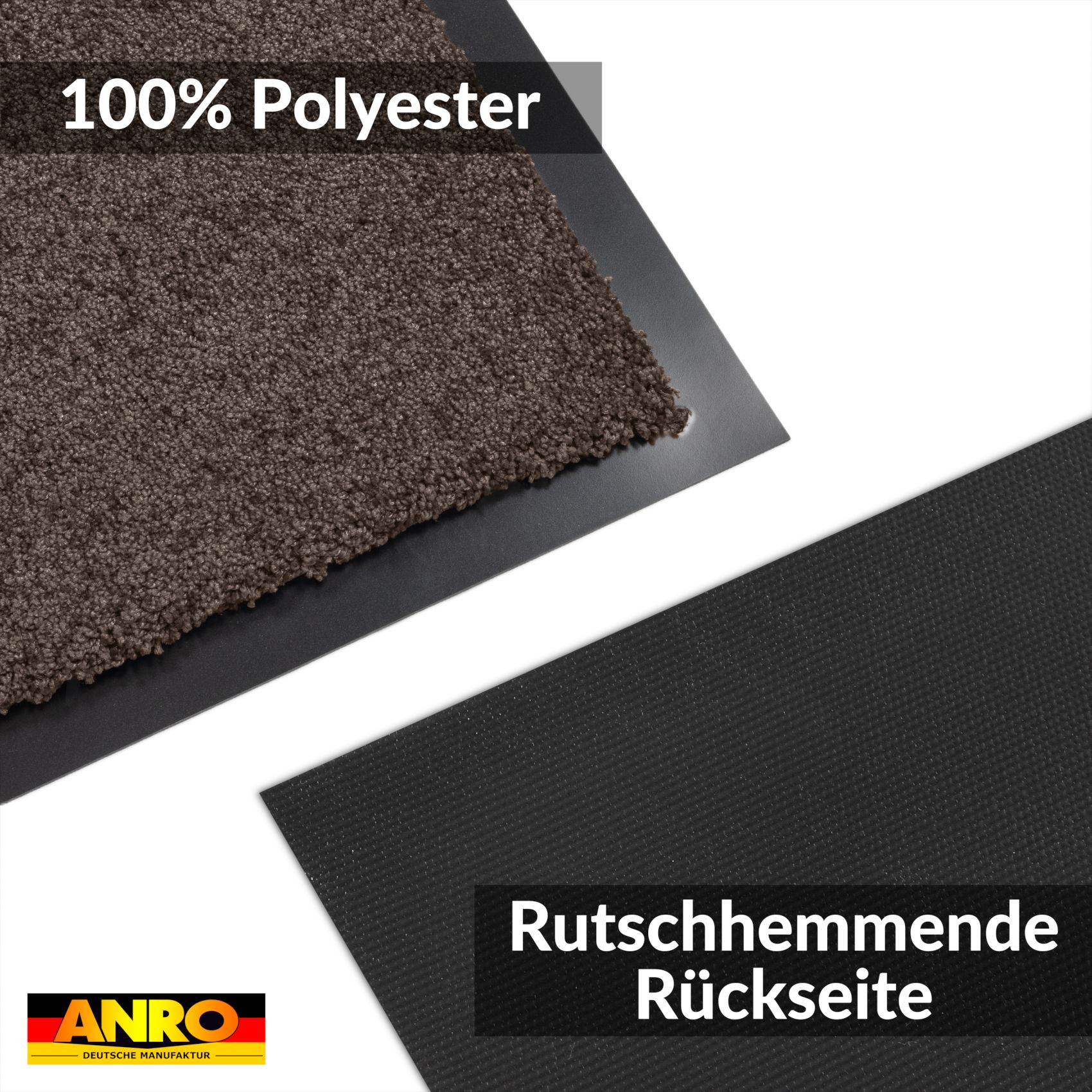 VQU-SMA-BRAU_50 Schmutzfangmatte Fussmatte QUEEN Sauberlaufmatte Schmutzmatte mit Gummirand für innen & außen 5 Größen Braun – 40 x 60 cm