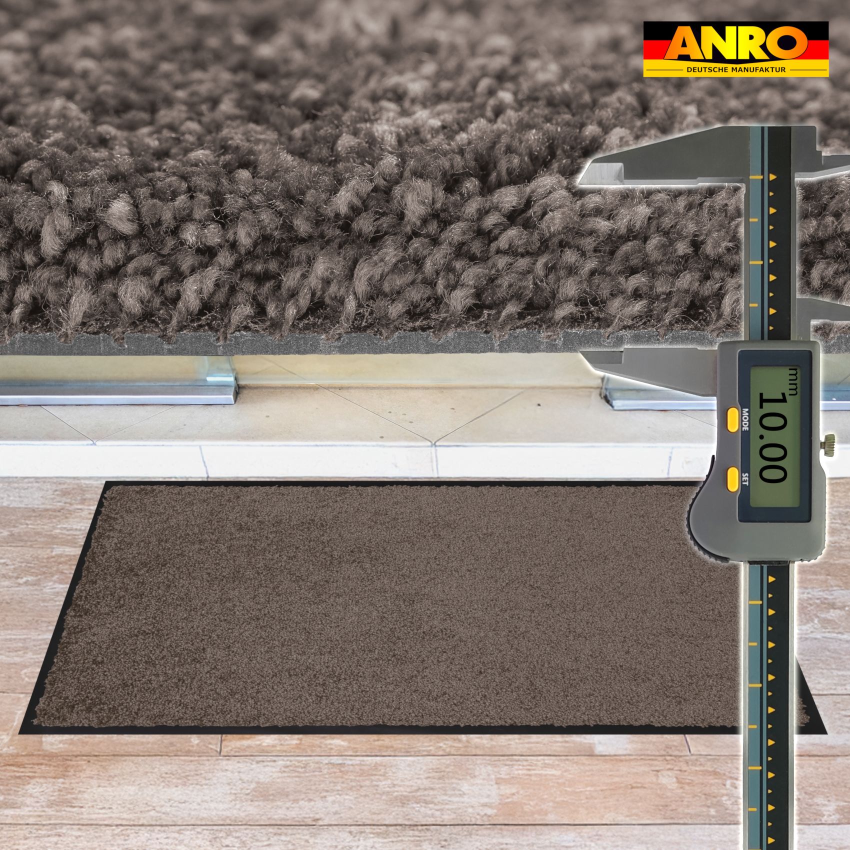 VQU-SMA-BRAU_60 Schmutzfangmatte Fussmatte QUEEN Sauberlaufmatte Schmutzmatte mit Gummirand für innen & außen 5 Größen Braun – 40 x 60 cm