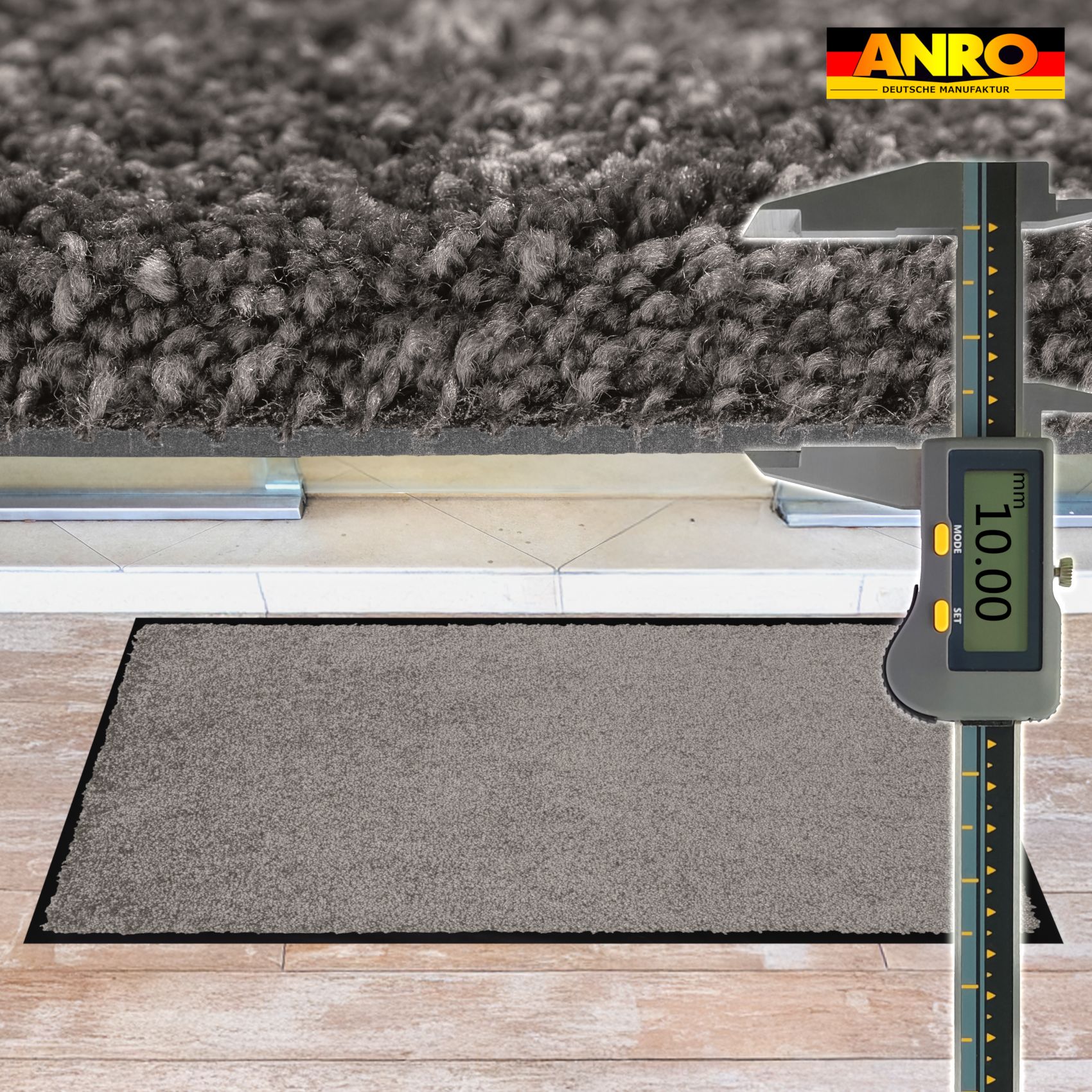 Schmutzfangmatte Fussmatte QUEEN Sauberlaufmatte Schmutzmatte mit Gummirand für innen & außen 5 Größen Grau – 40 x 60 cm