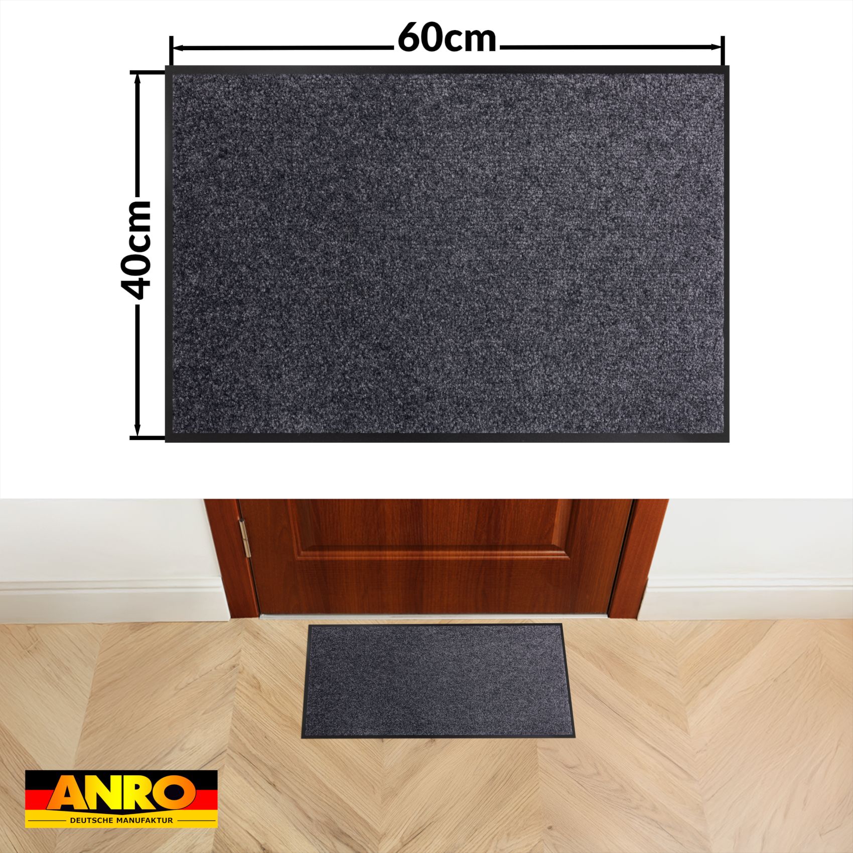 Schmutzfangmatte Fußmatte AMIGO Sauberlaufmatte Schmutzmatte mit Gummirand für innen & außen 8 Größen Blau – 40 x 60 cm