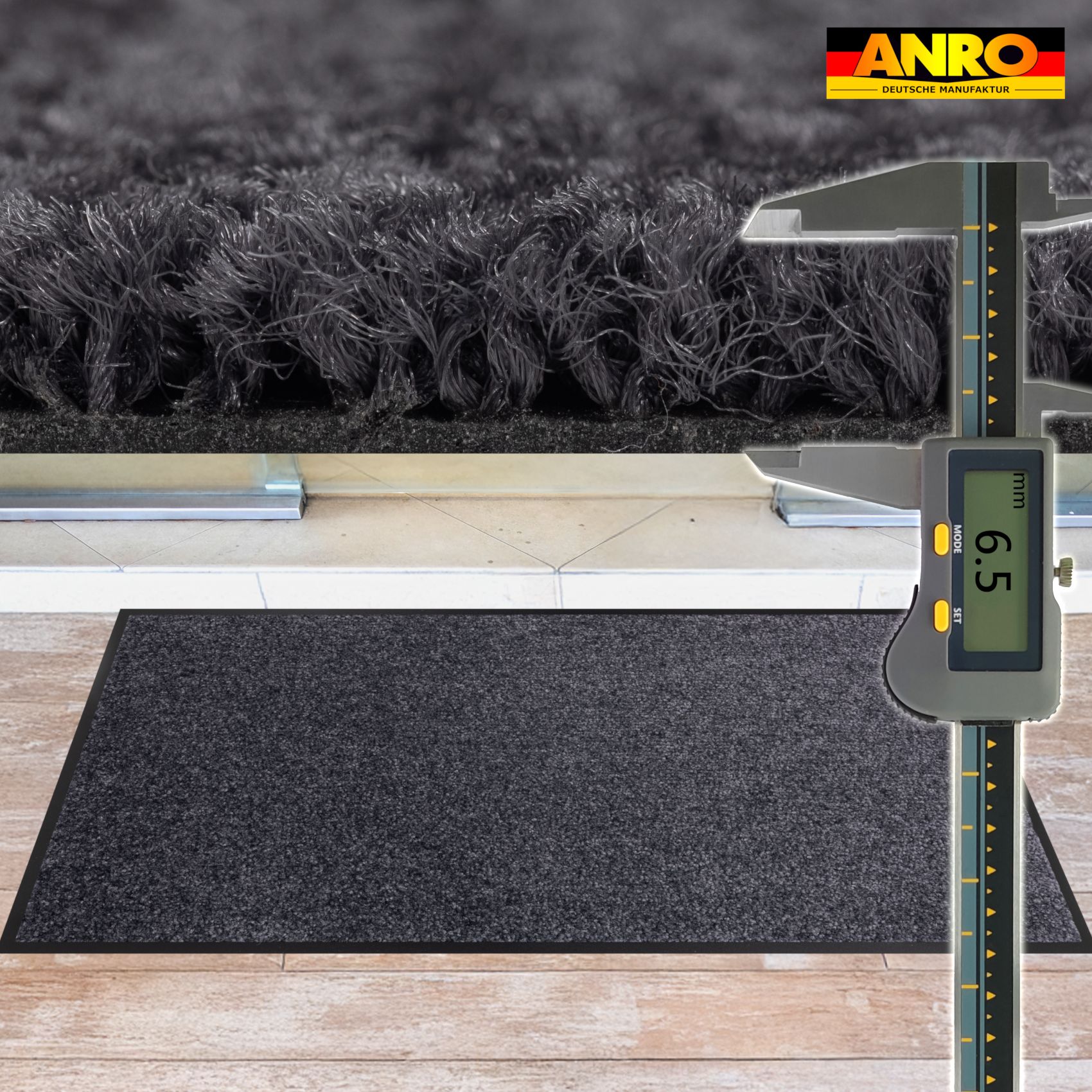 Schmutzfangmatte Fußmatte AMIGO Sauberlaufmatte Schmutzmatte mit Gummirand für innen & außen 8 Größen Blau – 40 x 60 cm