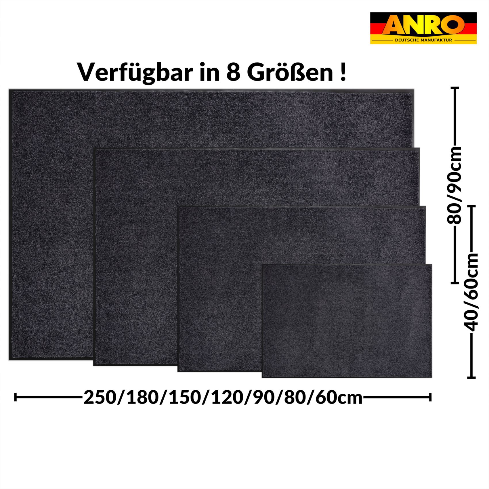 Schmutzfangmatte Fußmatte AMIGO Sauberlaufmatte Schmutzmatte mit Gummirand für innen & außen 8 Größen Blau – 40 x 60 cm