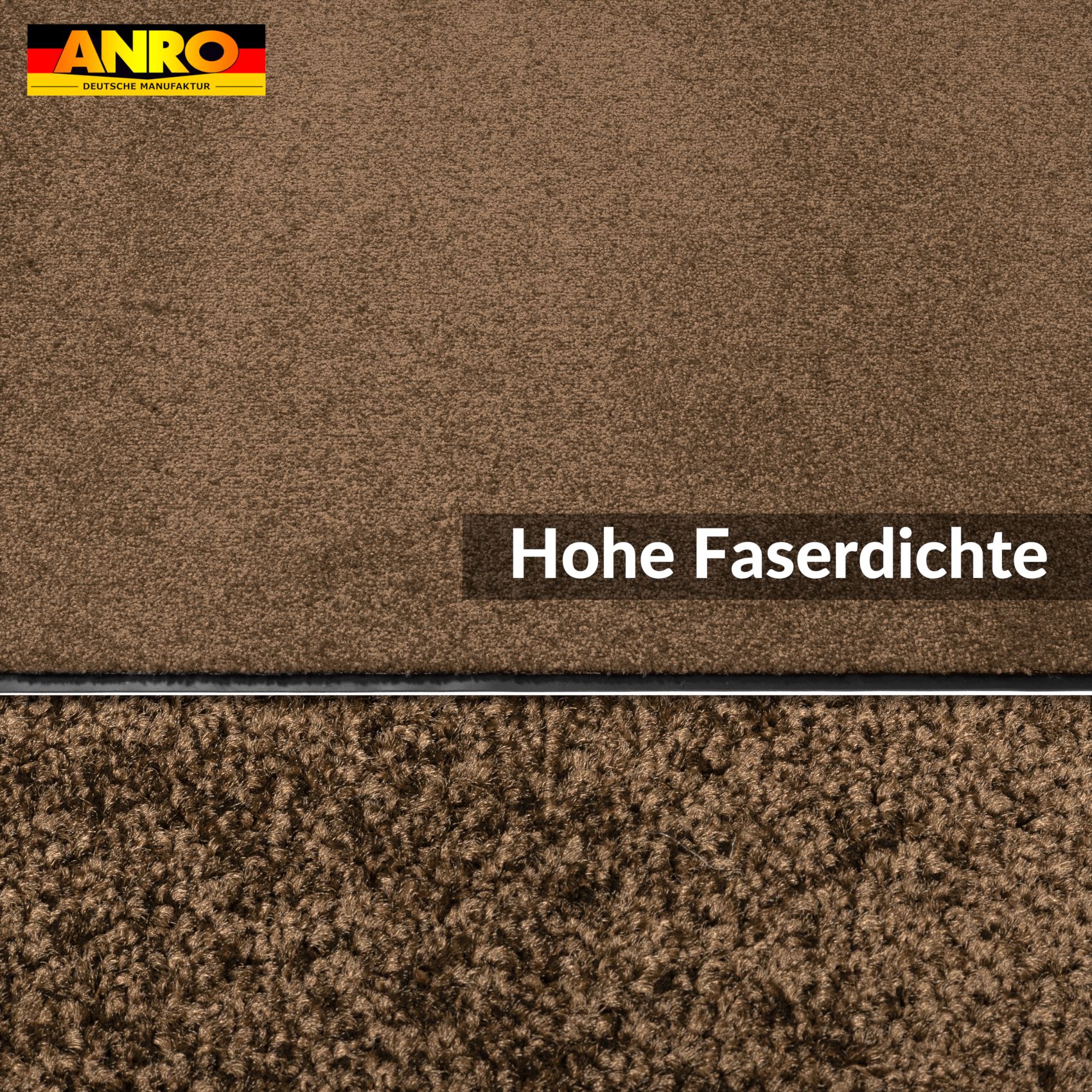 Schmutzfangmatte Fußmatte AMIGO Sauberlaufmatte Schmutzmatte mit Gummirand für innen & außen 8 Größen Braun – 40 x 60 cm