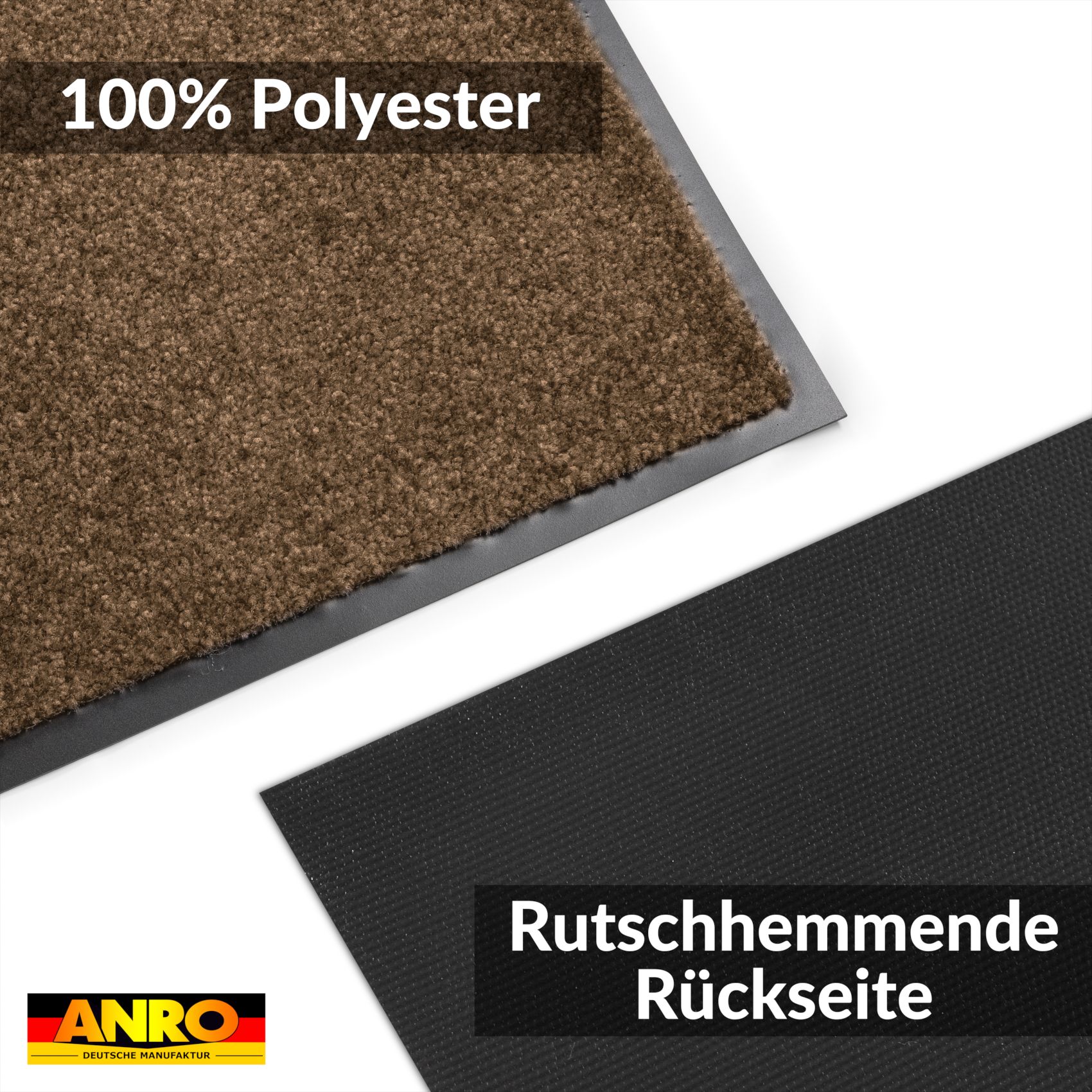 Schmutzfangmatte Fußmatte AMIGO Sauberlaufmatte Schmutzmatte mit Gummirand für innen & außen 8 Größen Braun – 40 x 60 cm