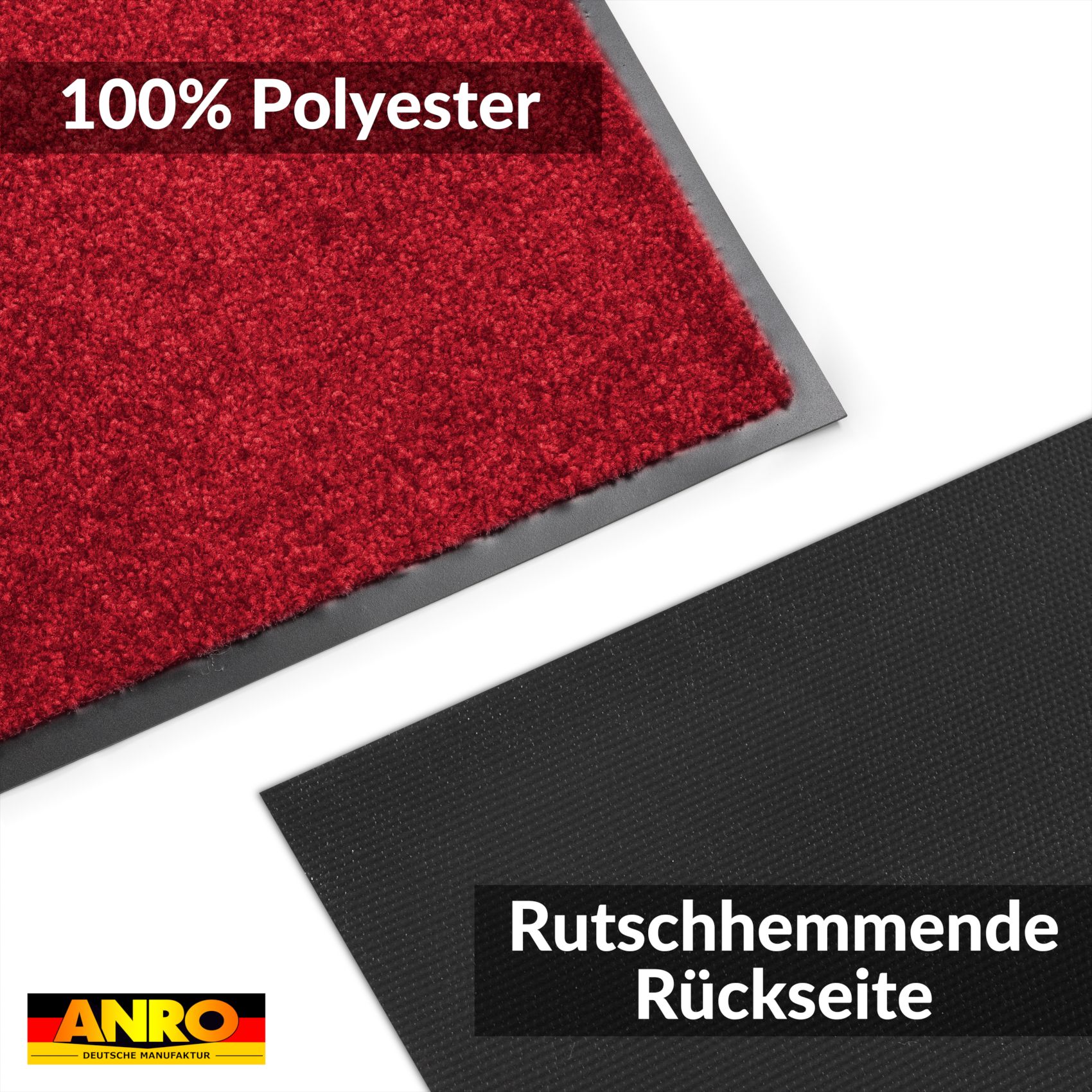 Schmutzfangmatte Fußmatte AMIGO Sauberlaufmatte Schmutzmatte mit Gummirand für innen & außen 8 Größen Rot – 40 x 60 cm