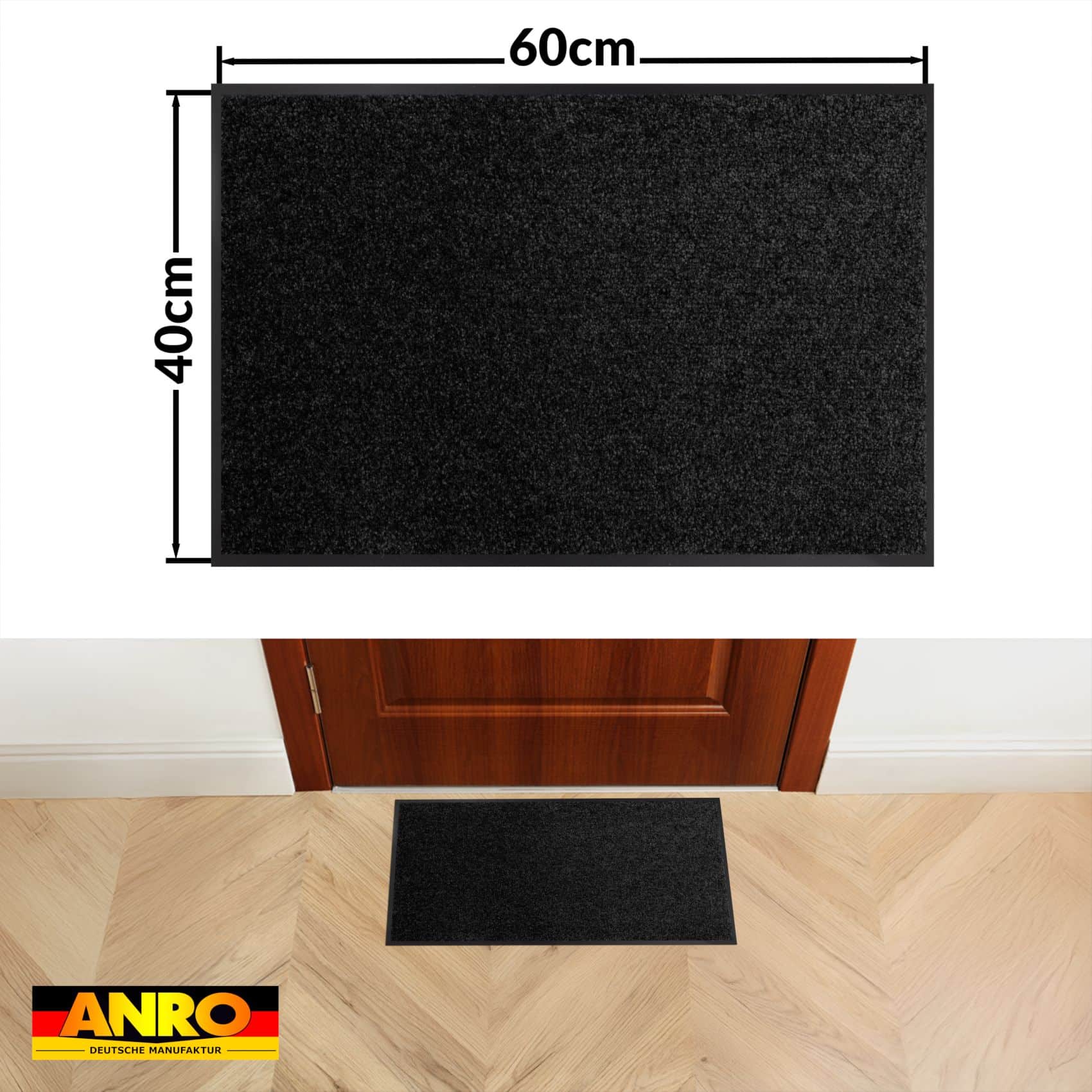 Schmutzfangmatte Fußmatte AMIGO Sauberlaufmatte Schmutzmatte mit Gummirand für innen & außen 8 Größen Schwarz – 40 x 60 cm