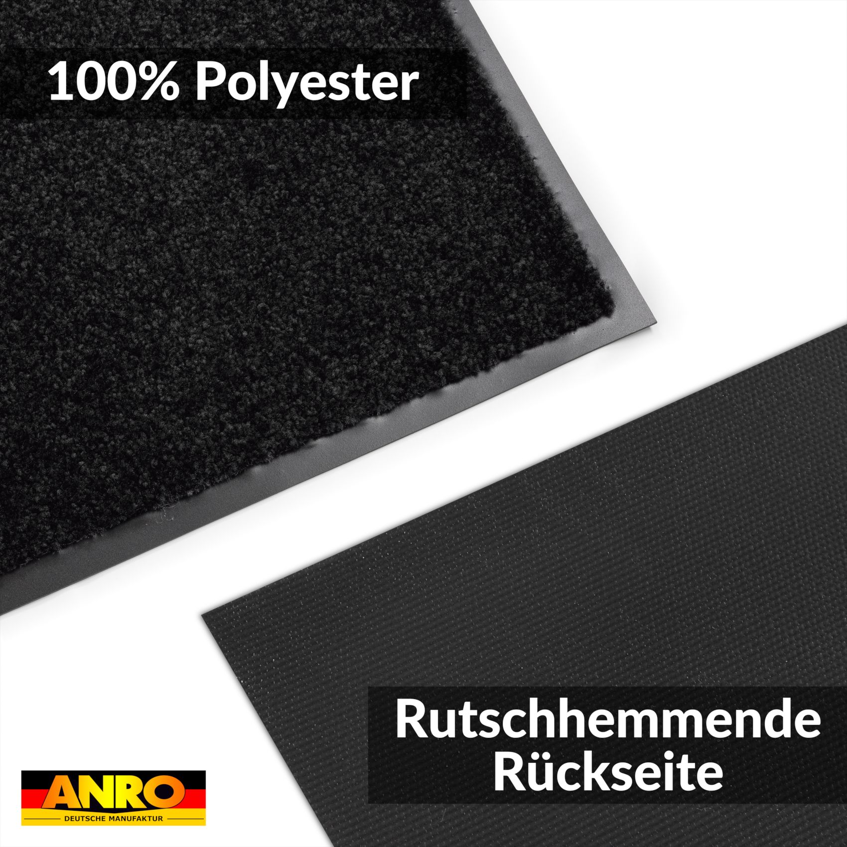 Schmutzfangmatte Fußmatte AMIGO Sauberlaufmatte Schmutzmatte mit Gummirand für innen & außen 8 Größen Schwarz – 40 x 60 cm