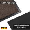 Schmutzfangmatte Fussmatte QUEEN Sauberlaufmatte Schmutzmatte mit Gummirand für innen & außen 5 Größen Braun