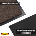 Schmutzfangmatte Fussmatte QUEEN Sauberlaufmatte Schmutzmatte mit Gummirand für innen & außen 5 Größen Braun