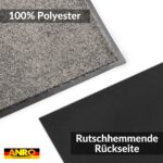 Schmutzfangmatte Fußmatte AMIGO Sauberlaufmatte Schmutzmatte mit Gummirand für innen & außen 8 Größen Grau