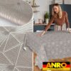 Wachstuchtischdecke Wachstuch Tischdecke abwaschbar Premium Prägung Gartentischdecke Geometrie Grau Silberdruck Breite 140cm