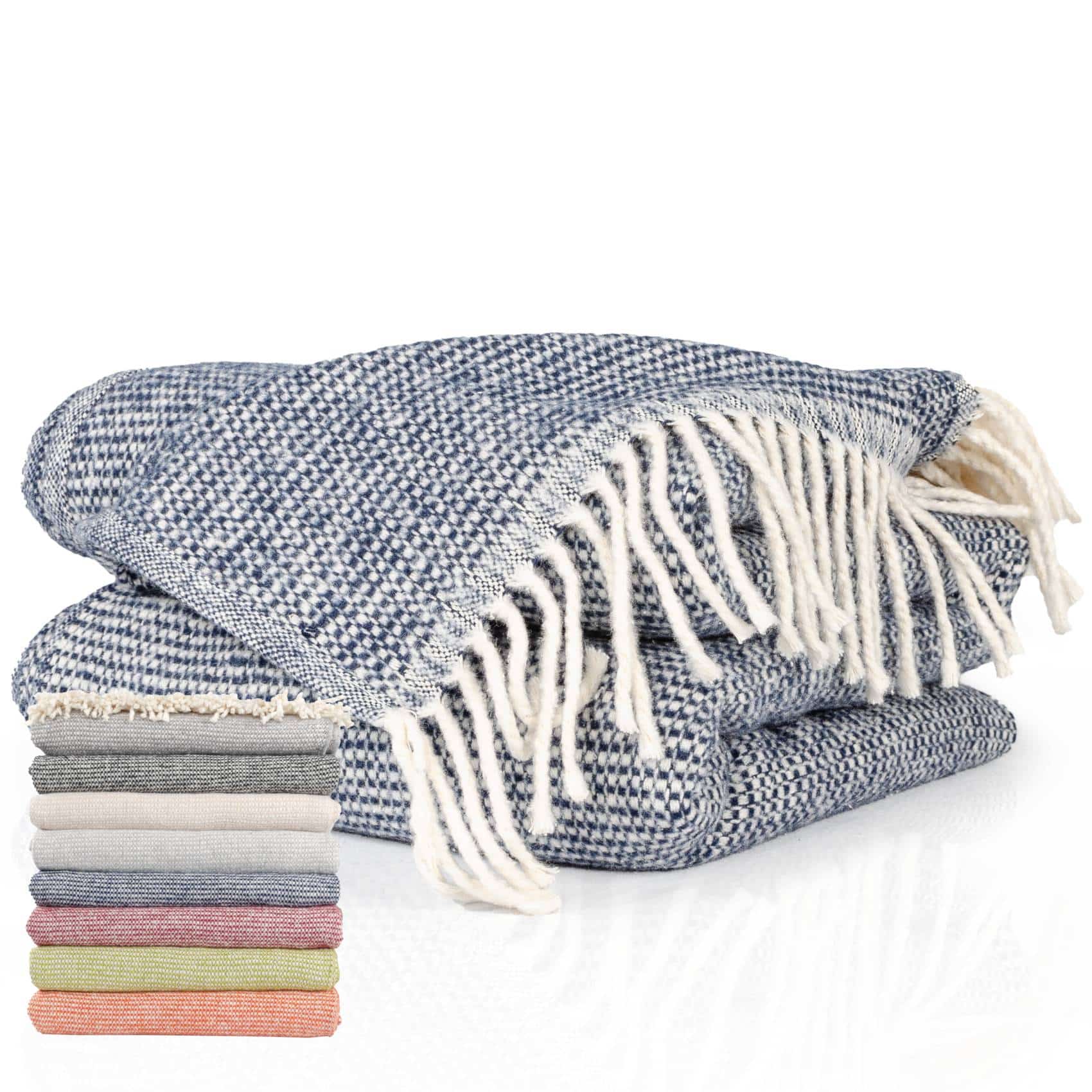 Plaid Emma Kuscheldecke Tagesdecke hochwertige Reisedecke Wohndecke, ANRO, Wendedecke kuschelig-weich 130x160cm Blau