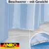 Duschvorhang Badewanne Textil Polyester Bad Vorhang waschbar mit Ringen Hellblau 3 Größen