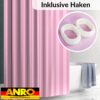 Duschvorhang Badewanne Textil Polyester Bad Vorhang waschbar mit Ringen Rosa 3 Größen