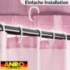 Duschvorhang Badewanne Textil Polyester Bad Vorhang waschbar mit Ringen Rosa 3 Größen