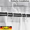 Duschvorhang Badewanne Textil Polyester Bad Vorhang waschbar mit Ringen Weiß 3 Größen