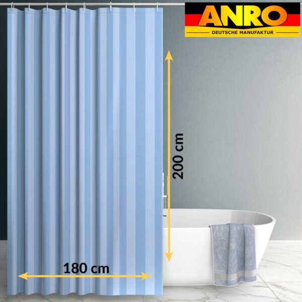 Duschvorhang Badewanne Textil Polyester Bad Vorhang waschbar mit Ringen Hellblau 3 Größen – 180x200cm