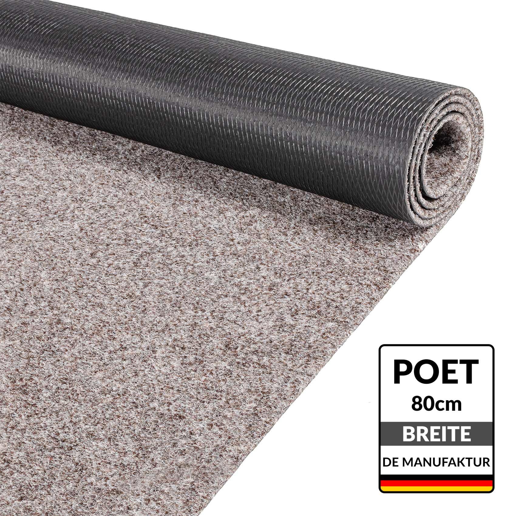 ANRO Läufer Teppichläufer POET Sauberlaufmatte Fußmatte Teppich Läufer, eckig, Höhe: 5 mm, Bodenläufer 100x80cm Meliert Hellbraun Breite 80cm