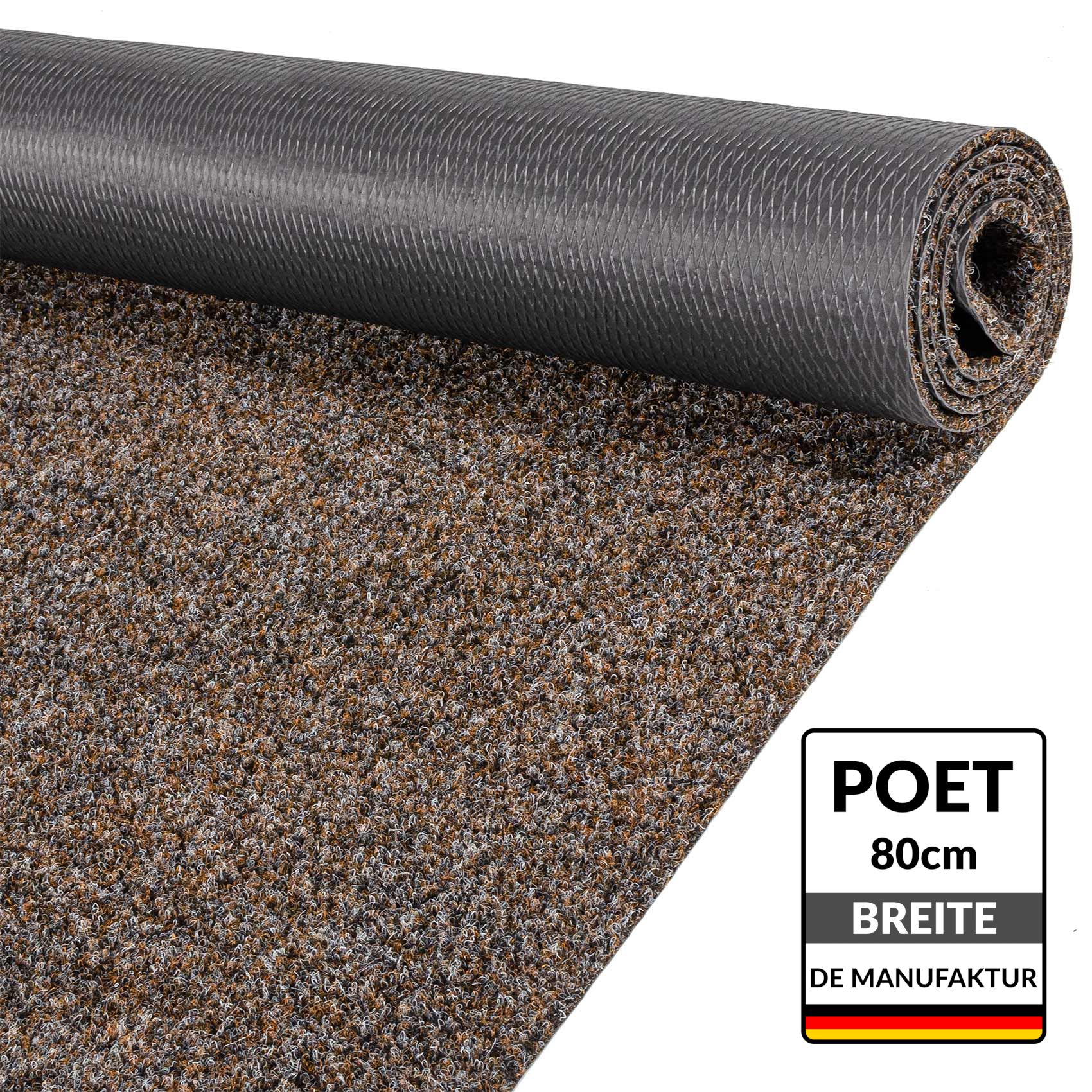 ANRO Läufer Teppichläufer POET Sauberlaufmatte Fußmatte Teppich Läufer, eckig, Höhe: 5 mm, Bodenläufer 100x80cm Meliert Braun Breite 80cm