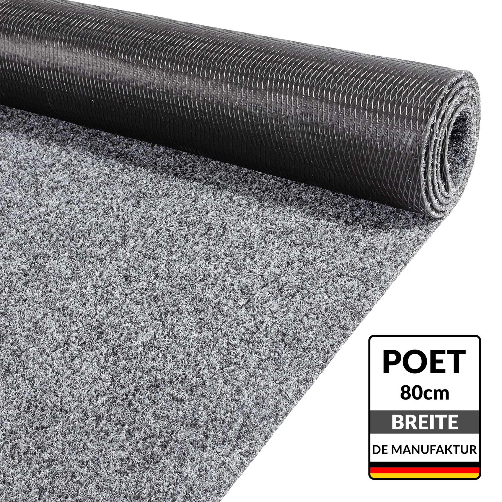 ANRO Läufer Teppichläufer POET Sauberlaufmatte Fußmatte Teppich Läufer, eckig, Höhe: 5 mm, Bodenläufer 100x80cm Meliert Grau Breite 80cm