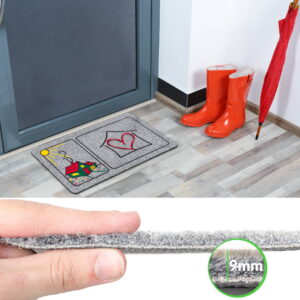 Fußmatte Schmutzfangmatte Sauberlaufmatte Eingangsmatte Motiv Home Herz 40x70cm