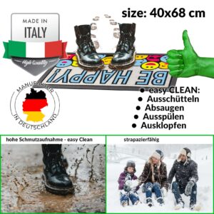 Schmutzfangmatte Fußmatte Sauberlaufmatte Schmutzmatte Motiv Be Happy! – Glitzer 40x68cm