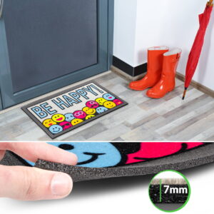 Schmutzfangmatte Fußmatte Sauberlaufmatte Schmutzmatte Motiv Be Happy! – Glitzer 40x68cm