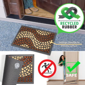 Schmutzfangmatte Fußmatte Sauberlaufmatte Schmutzmatte Motiv Mosaik Braun 40x68cm