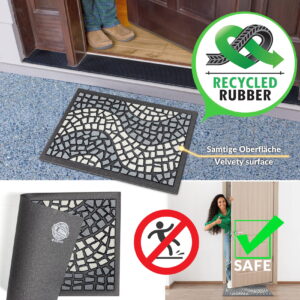 Schmutzfangmatte Fußmatte Sauberlaufmatte Schmutzmatte Motiv Mosaik Grau 40x68cm